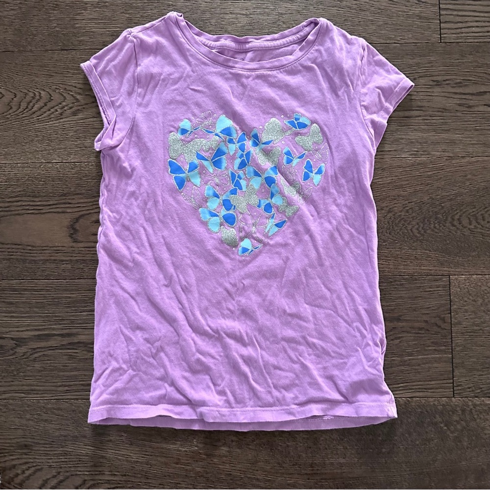 Mix & Match - 2/$10 GAP Purple Kids Tee with Heart and Butterfly Motif